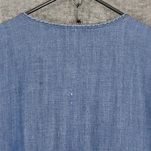 Loft Jumpsuit Womens XS Blue Chambray Long Sleeve V-Neck Lyocell Linen Blend - Picture 15 of 16